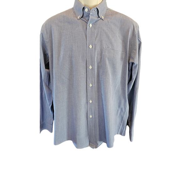 John Varvatos Button Up Shirt blue crinkle roll tab sleeve lightweight EUC M - Picture 1 of 7